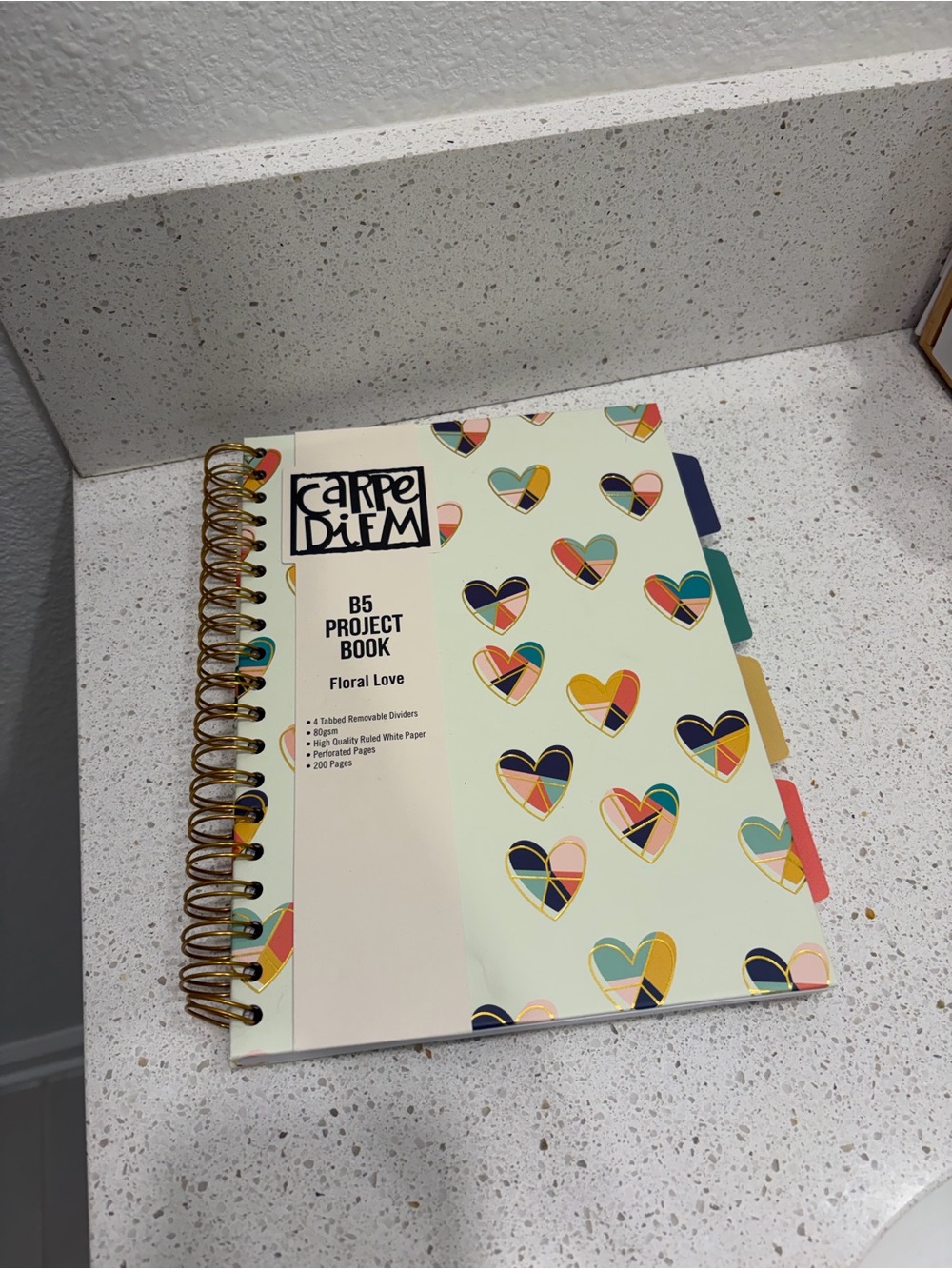 Floral Love B5 Project Book in Cream with Multicolor Hearts Carpe Diem